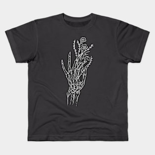 Skeleton Hand with Wildflowers Kids T-Shirt